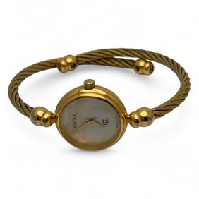 Gucci Gold Tone Wrist Watch Bangle Bracelet