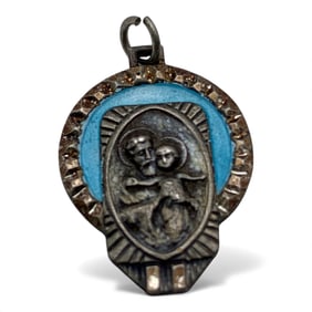 Sterling Silver Enameled Religious Pendant