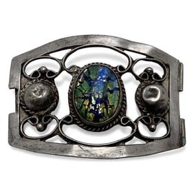 Sterling Silver Buckle With Art Glass Stone