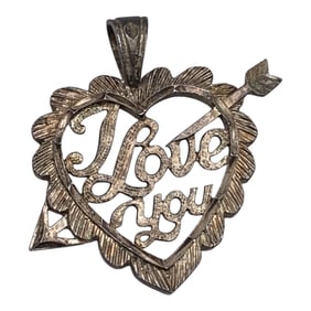 Sterling Silver Heart Pendant, Love You