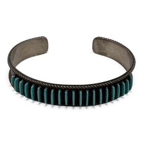 D. L. Bellson Navajo Silver Cuff W Blue Stones