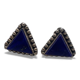 Sterling Silver & Lapis Clip Earrings