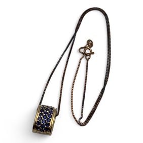 Sterling Silver Pendant Necklace W Blue Stones