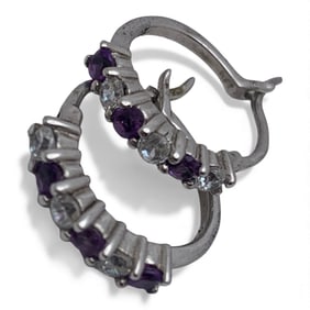 Pair Of Sterling & Cubic Zirconia Earrings