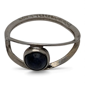 Sterling Silver Ring With Dark Stone