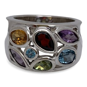 Sterling Silver Ring With Colored Stones