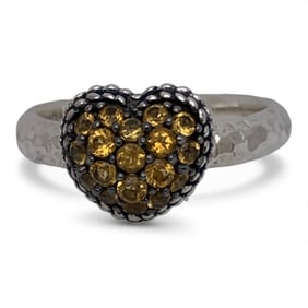 Sterling Silver Ring With Yellow Stones