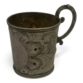 Coin Silver Floral Mug