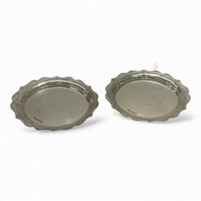 Pair Of English Hallmarked Sterling Silver Trays