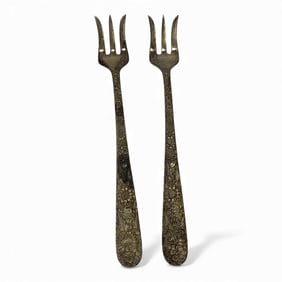 2 S. Kirk & Son Sterling Repousse Cocktail Forks