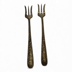 2 S. Kirk & Son Sterling Silver Repousse Forks