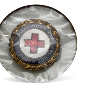 Sterling Enameled National Red Cross Pin