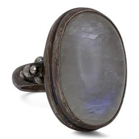 Sterlign Silver & White Stone Ring