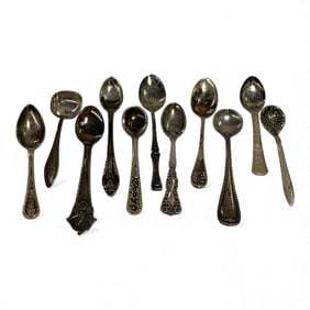 Group Of 11 Sterling Silver Salt Spoons