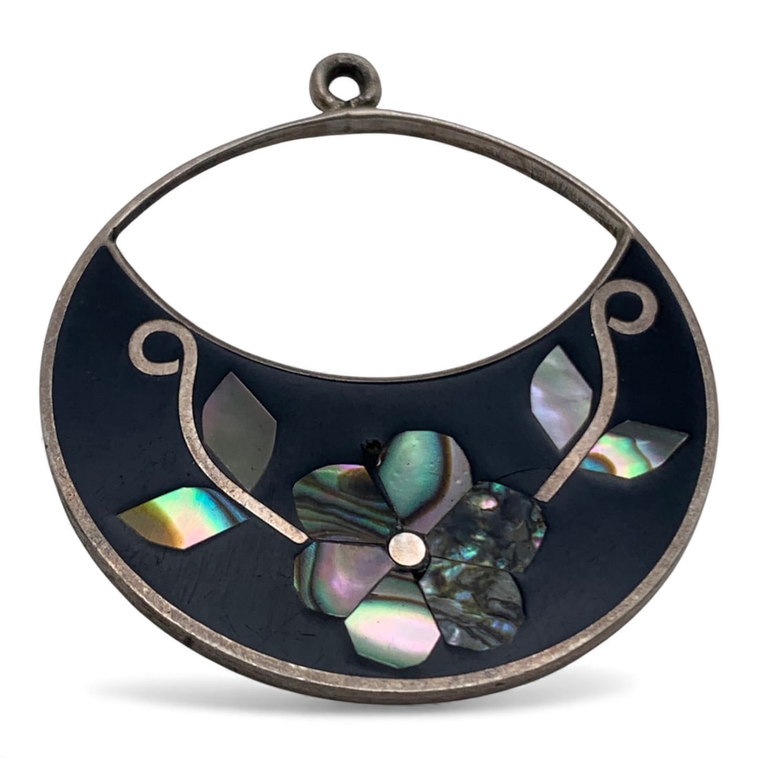 Sterling Silver & Abalone Pendant: Marked 925 - 1 1/2" Long - 3.9 Grams