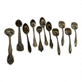 Group Of 11 Sterling Silver Salt Spoons