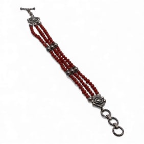 Sterling Silver & Coral Bracelet