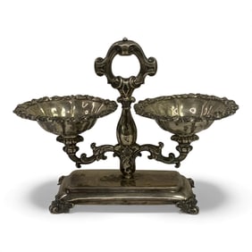 Vintage Silver Double Open Salt Stand