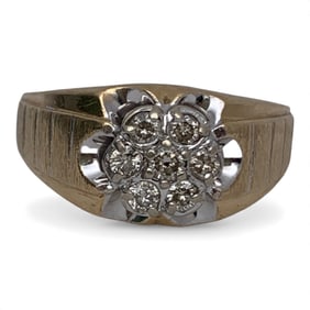 Men's 10k Yellow Gold & Champagne Diamond Ring