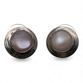 Pair Of Silver & Mother Of Pearl Earrings