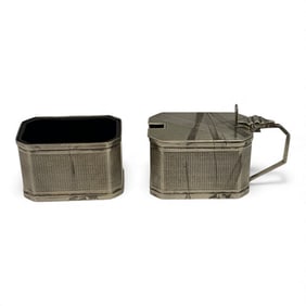 Hallmarked Sterling Silver & Cobalt Cream & Sugar