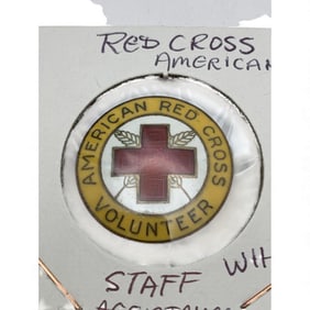Sterling Enameled American Red Cross Pin