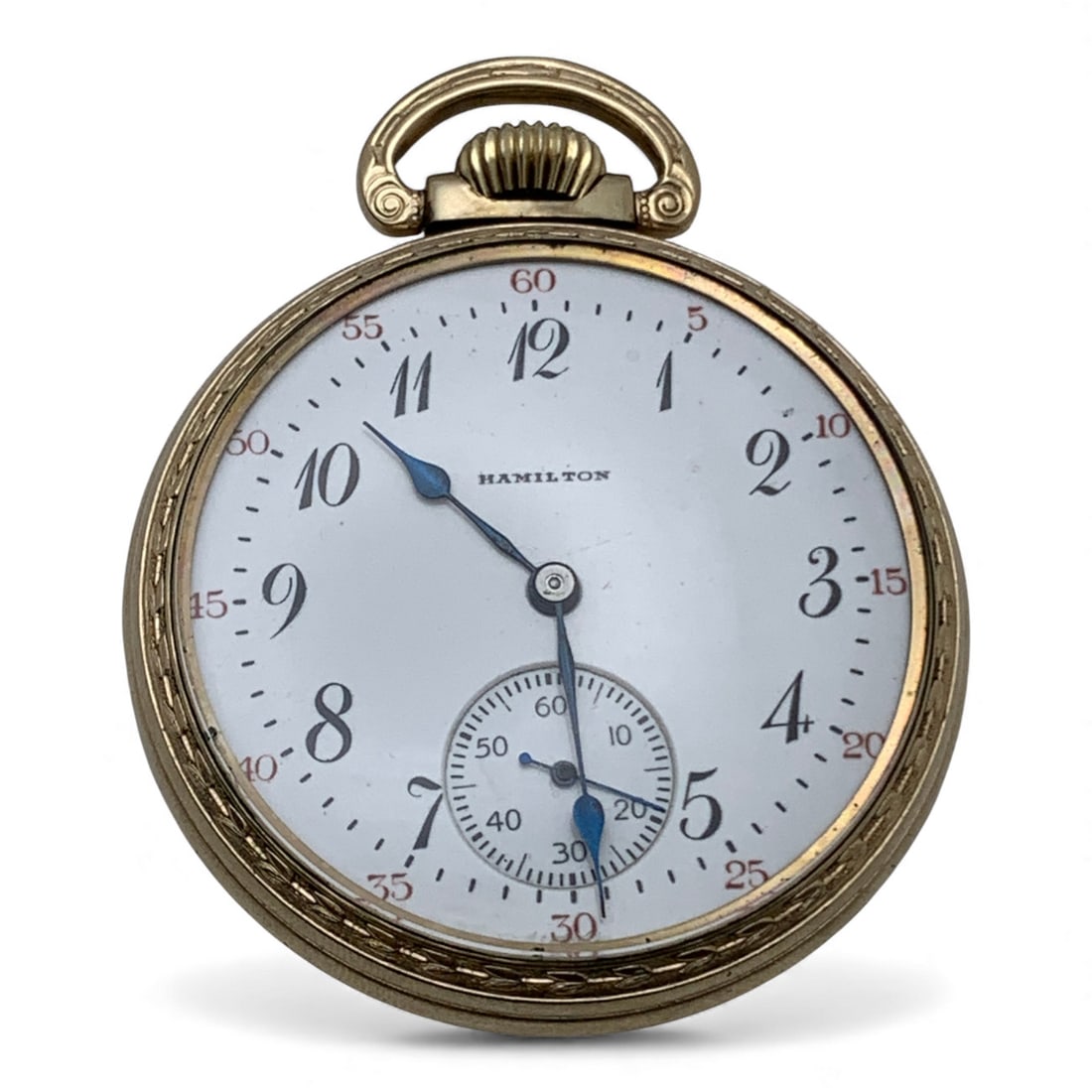 1909 Hamilton 10k Rolled Gold Plate Pocket Watch: Model 1 Size 16, Lever SetMarked On Face: HamiltonMarked On Back Case: Keystone Victory, 10k Rolled Gold Plate, 4044719Marked On Movement: Hamilton Watch Co, Lancaster Pa, 21 Jewels, 72885849.17mm Dia