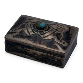 Mexico Silver & Blue Stone Pill Box