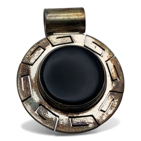 Mexico Sterling Silver & Black Stone Pendant