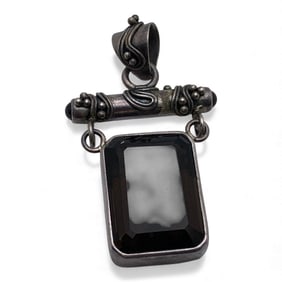 Lori Bonn Sterling & Clear/brown Stone Pendant