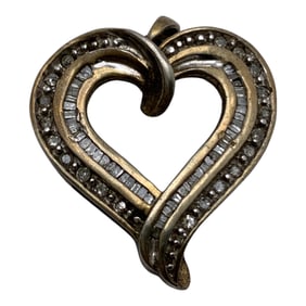 Sterling Silver & Diamond Heart Pendant