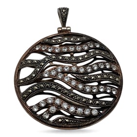 Sterling Silver Marcasite & Clear Stone Pendant