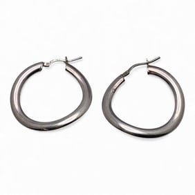 Pair Of Sterling Silver Hoop Earrings