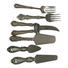 Group Of Serving Utensils With Sterling Handles