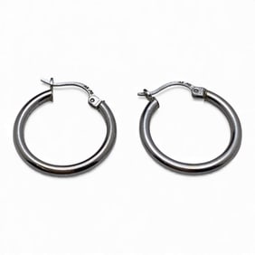 Pair Of 14k White Gold Hoop Earrings