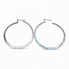 Pair Of Sterling Silver Hoop Earrings