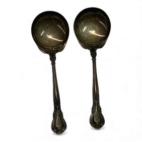 Pair Of Sterling Silver Soup Spoons