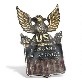 Sterling Enameled Husband In Service Pendant