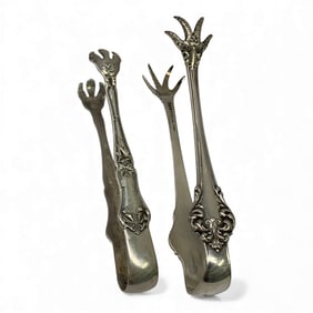 2 Sterling Silver Claw Style Sugar Tongs