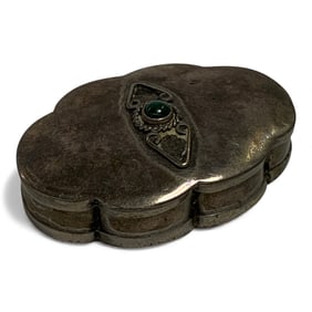 Sterling Silver Pill Box With Green Stone