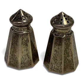 Pair Of Sterling Miniature Salt & Pepper Shakers