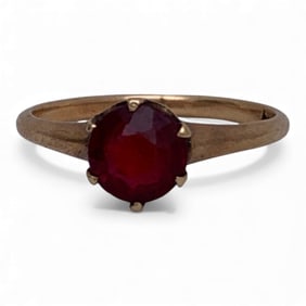 10k Yellow Gold & Red Stone Ring