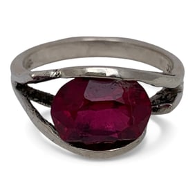 Sterling Silver & Pink Stone Ring