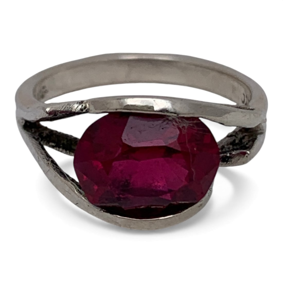 Sterling Silver & Pink Stone Ring (1 of 3)