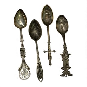 4 Sterling Souvenir Spoons Incl. Walt Disney