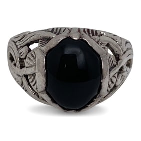 Sterling Silver & Black Stone Ring