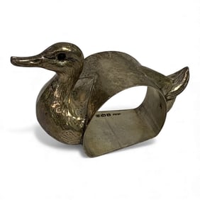 English Hallmarked Sterling Duck Napkin Ring