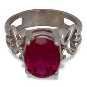 Silver & Pink Stone Ring