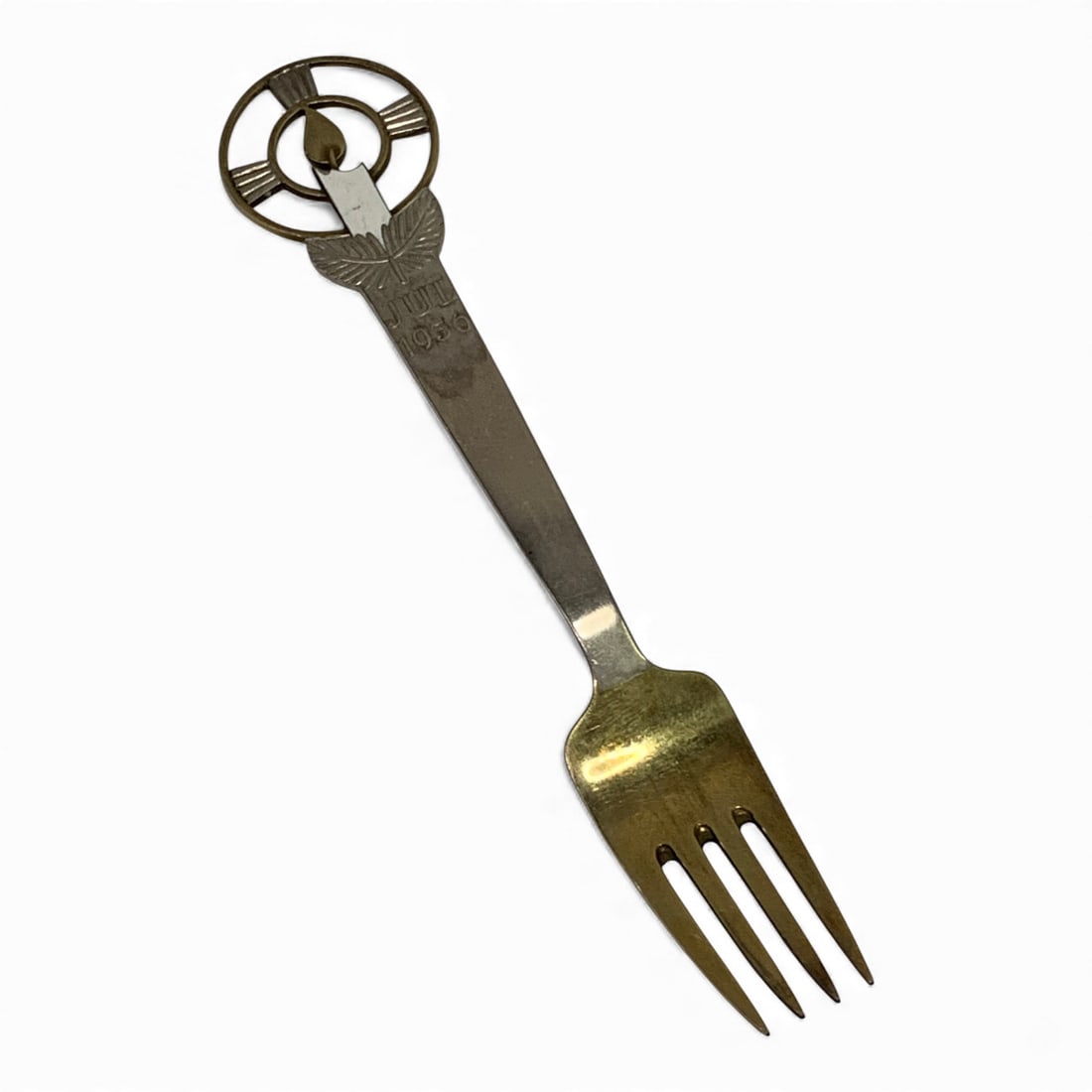 A Michelsen Copenhagen Denmark Sterling Fork 1936: Marked On Back Of Handle. Christmas 1936. 6.25" Long. 1.295 Ozt.