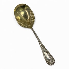 Sterling Silver Floral Serving Spoon, Dated 1900